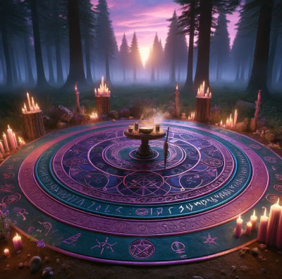 The Witchy Guide Magick Circle, Image depicts a Wiccan Magickal Circle 